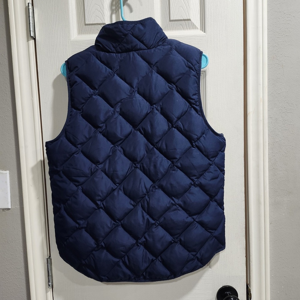 Woolrich Women's Quilted Down Puffer Vest L Navy Zip Front Gold Snaps Pockets - Picture 8 of 13